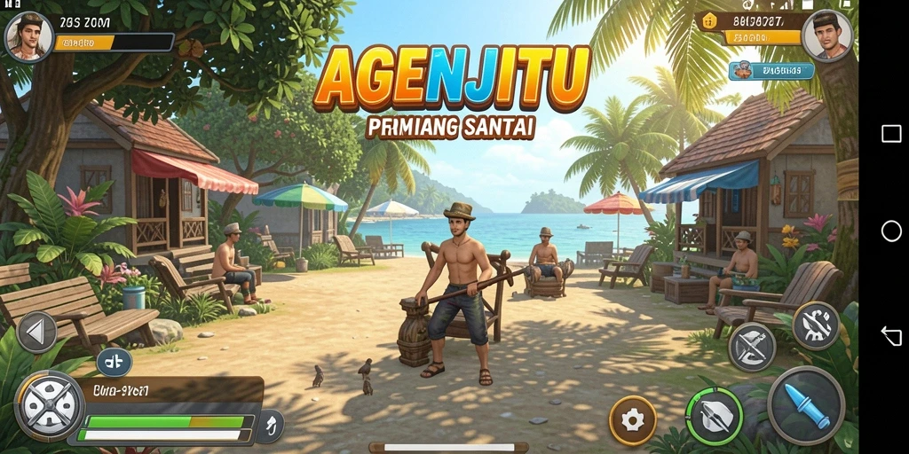 Tampilan gameplay AGENJITU yang cerah dan menyenangkan.
