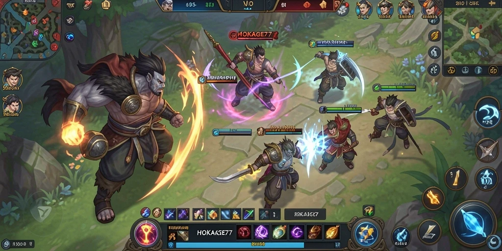 Screenshot gameplay HOKAGE77 menampilkan aksi penuh warna di dunia MMORPG.