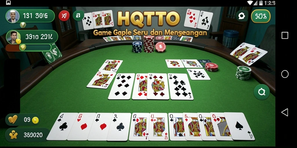 Screenshot gameplay HQTOTO menampilkan permainan Gaple yang seru.