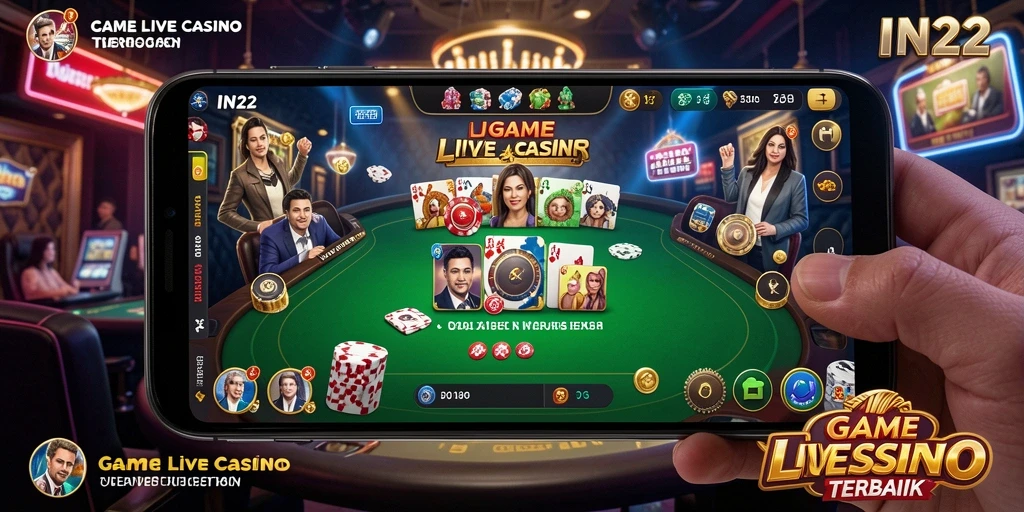 Tampilan menarik dari gameplay Live Casino di IN22.