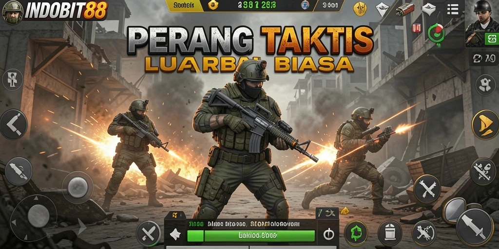 Gameplay menegangkan dalam <strong>INDOBIT88</strong> dengan pertempuran FPS yang seru.
