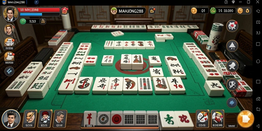 Tangkapan layar menunjukkan antarmuka aplikasi MAHJONG288 yang menarik.