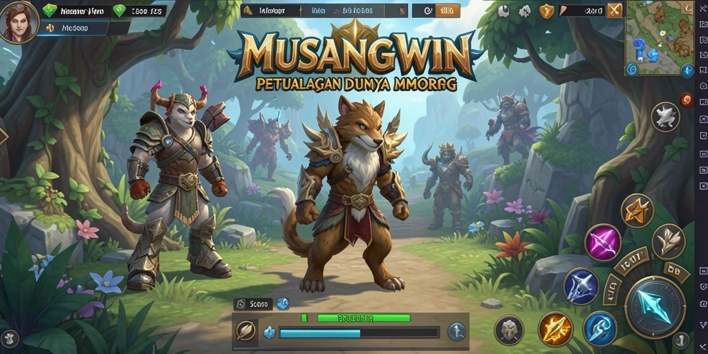 Screenshot utama MUSANGWIN menunjukkan aksi seru dalam gameplay MMORPG.