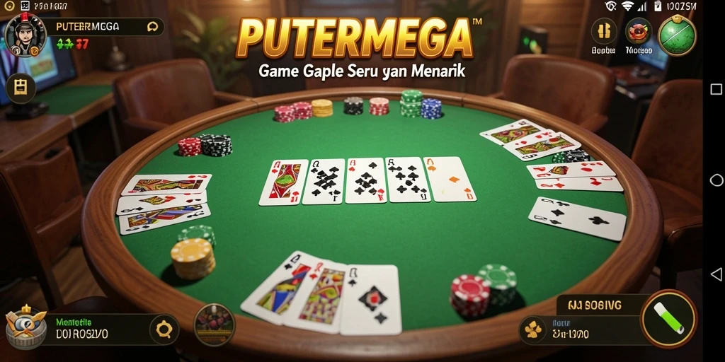 Screenshot utama gameplay PUTERMEGA menunjukkan keseruan bermain Gaple.