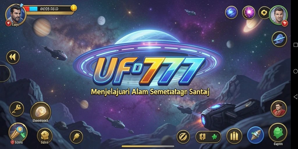 Tampilan gameplay UFO777 yang menarik saat menjelajahi planet.